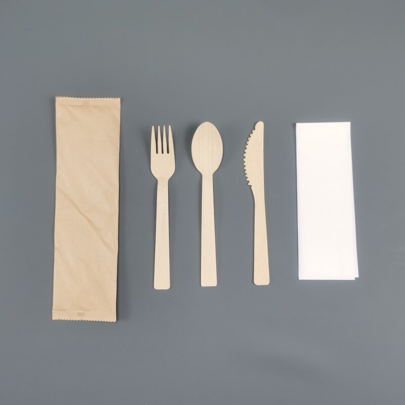 Bamboo Disposable Cutlery Sets Factory - Natural Pack Travel Set with Napkin