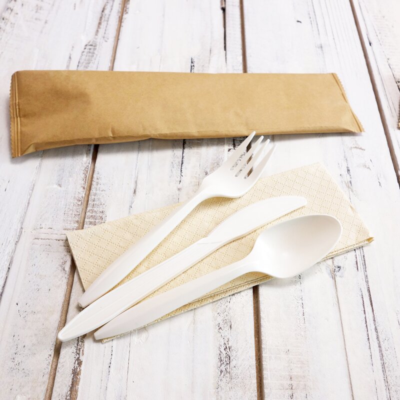 Cornstarch PSM Cutlery Set Factory - Biodegradable Individually Packaged Compostable