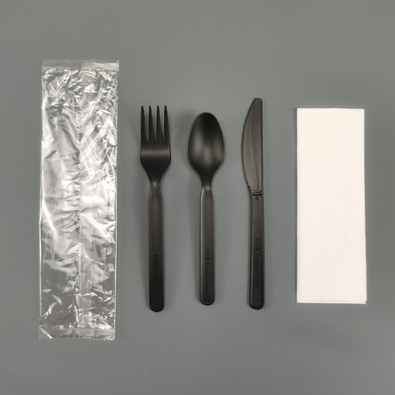 CPLA Cutlery Kits Factory - Disposable Airline Meal Spoon Fork Napkin Sets