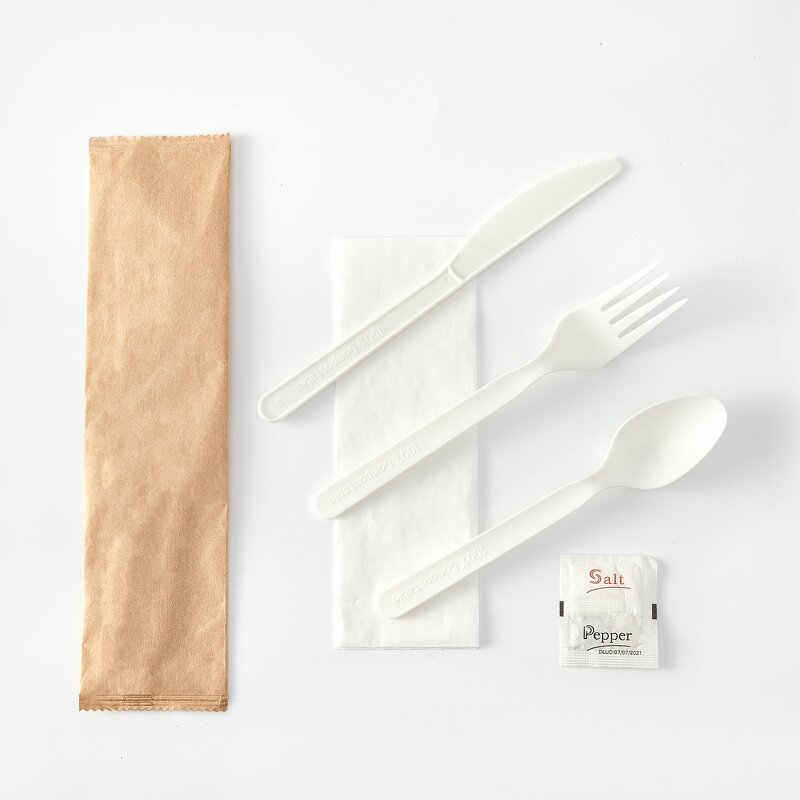 CPLA Disposable Airline Cutlery Supplier - Individual Packaging White Black
