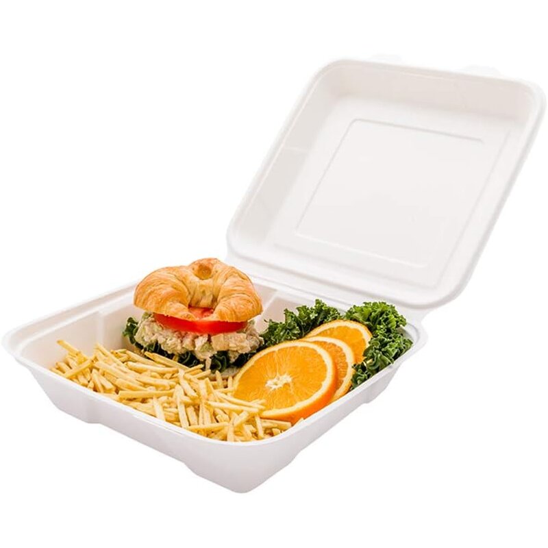 Bagasse Hamburger Box Supplier - Biodegradable Food Container Take Away Lunch Packing