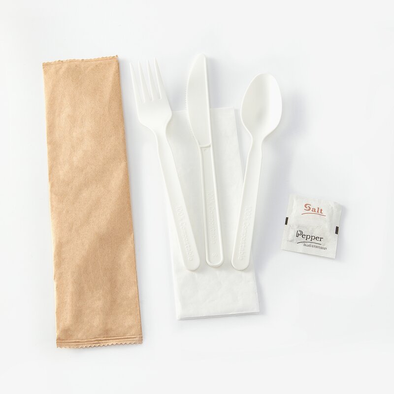 CPLA Disposable Airline Cutlery Supplier - Individual Packaging White Black
