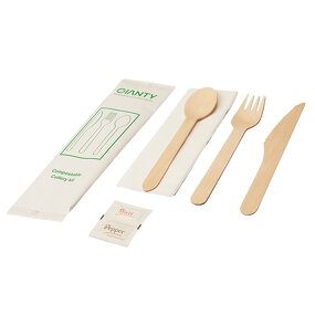 Wooden Cutlery Kit for Airline Supplier - Disposable Eco-Friendly Inflight Catering