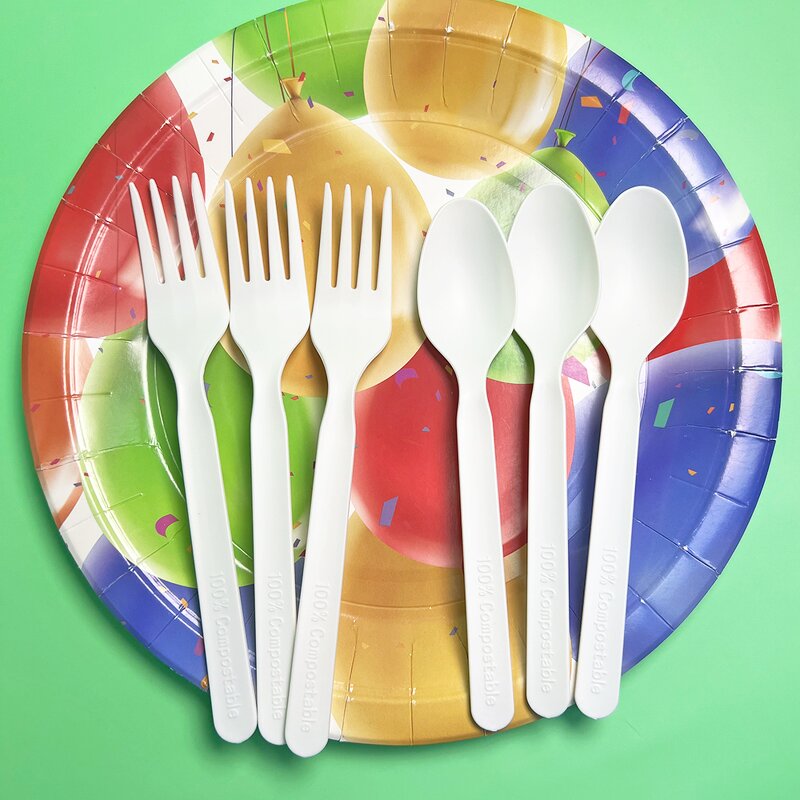 PLA Cutlery Supplier - Bulk Packaged Disposable 7" Fork Spoon Knife Boxed