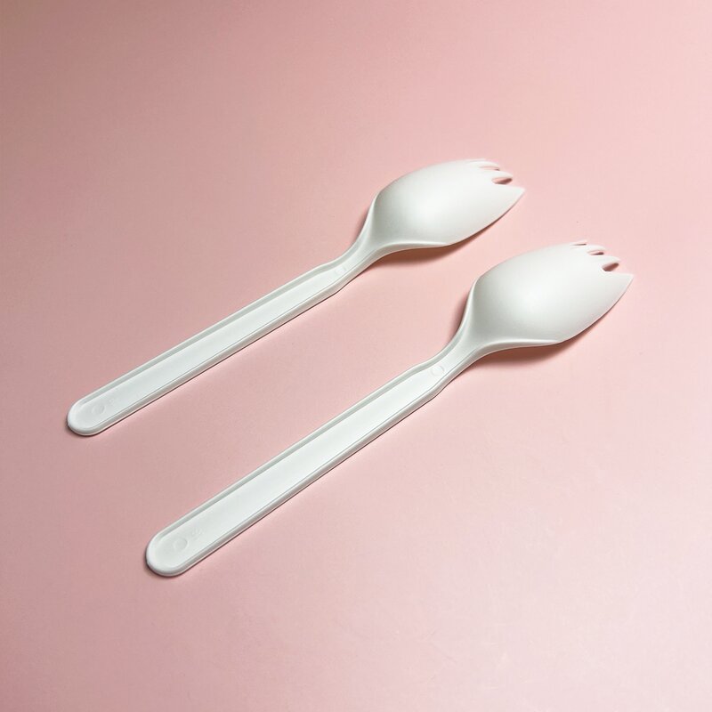 CPLA Degradable Spork Factory - 6IN Individual Wrapped with Custom Packaging Free Samples