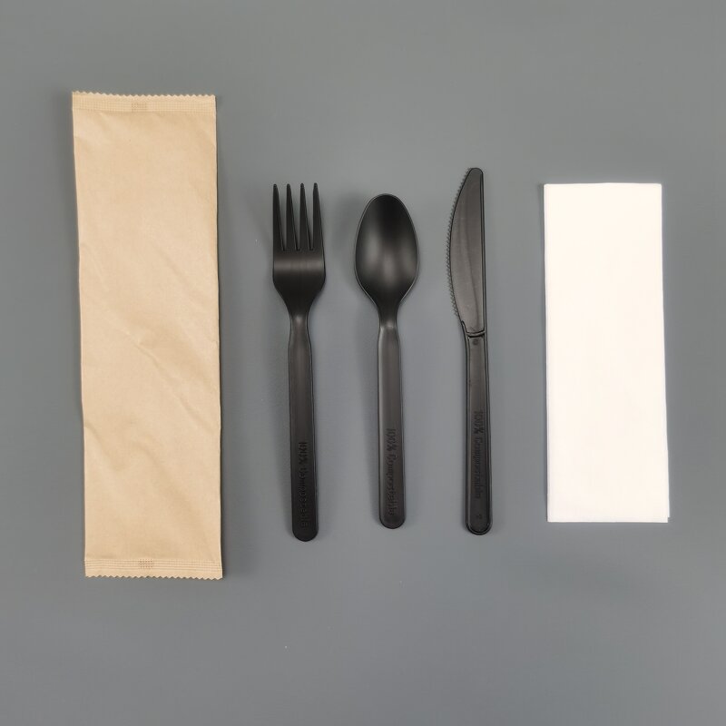 CPLA Cutlery Kits Factory - Disposable Airline Meal Spoon Fork Napkin Sets