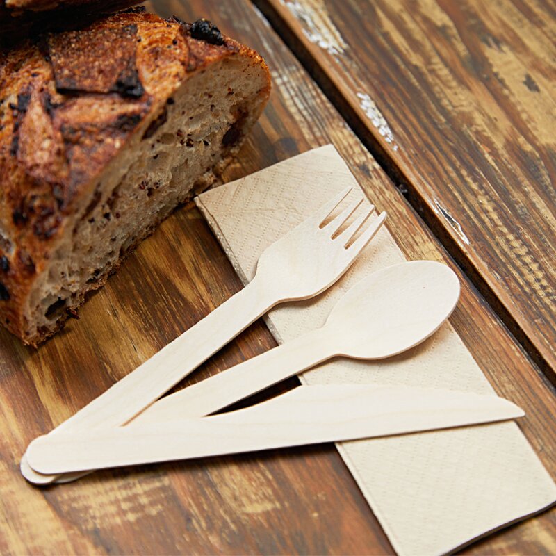 Wooden Cutlery Set with Napkin Supplier - Eco-Friendly Individual Packaging for Parties