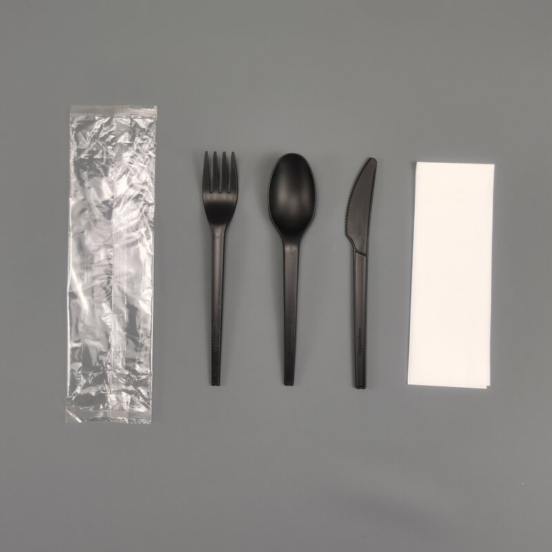CPLA Cutlery Set Manufacturer - Airline Edible 6.5" with Napkin Pepper Salt Sugar