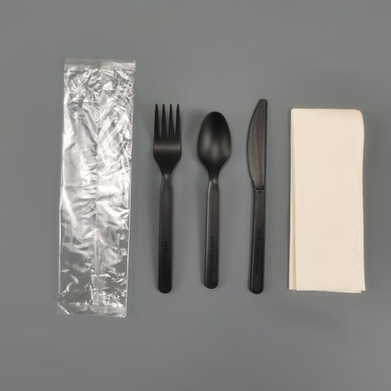 CPLA Disposable Airline Cutlery Supplier - Individual Packaging White Black