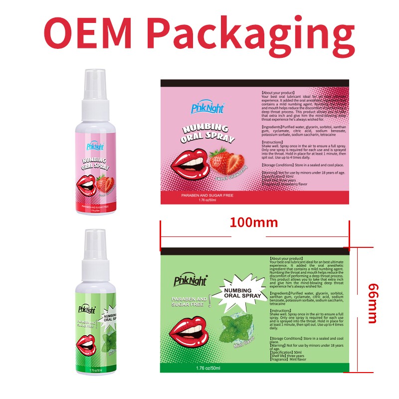 Pinknight Free Sample 50Ml Flavor Oral Sex Throat Delay Spray OEM Edible Lubricant Water Long-Lasting Spray for Men and Women