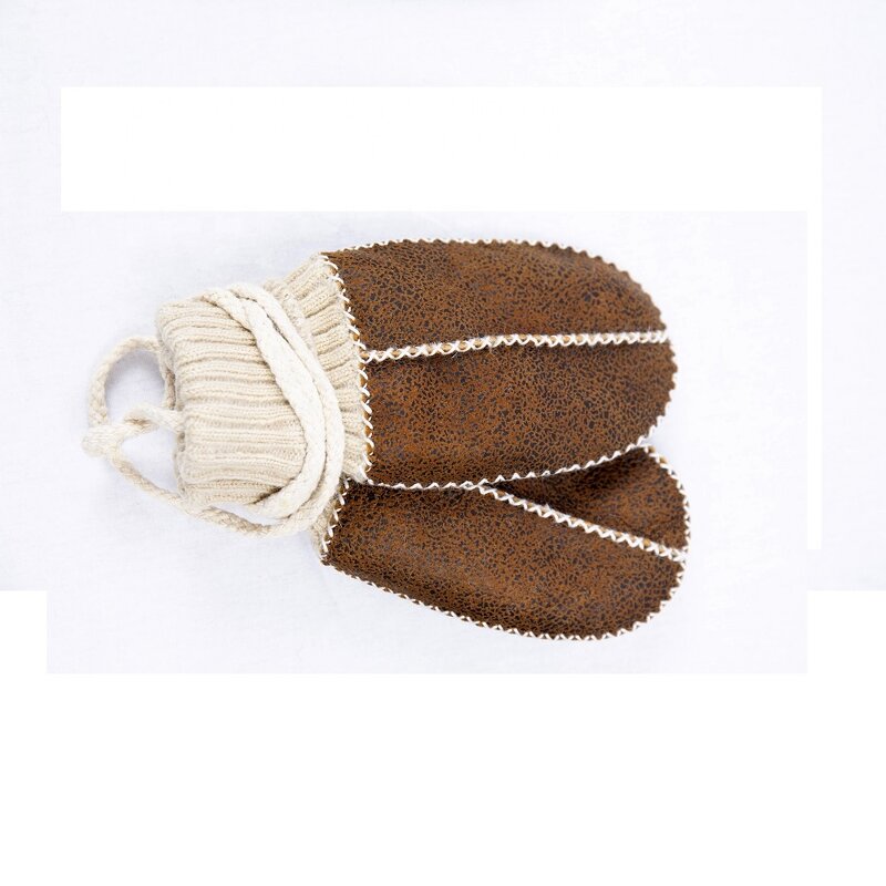 Sheepskin Mittens Factory - Winter Warm Kids Brown Leather for Girls Boys