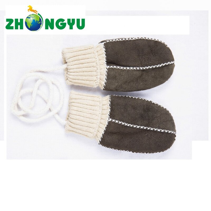 Sheepskin Mittens Factory - Winter Warm Kids Brown Leather for Girls Boys
