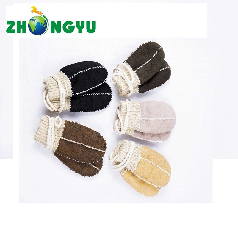 Sheepskin Mittens Factory - Winter Warm Kids Brown Leather for Girls Boys