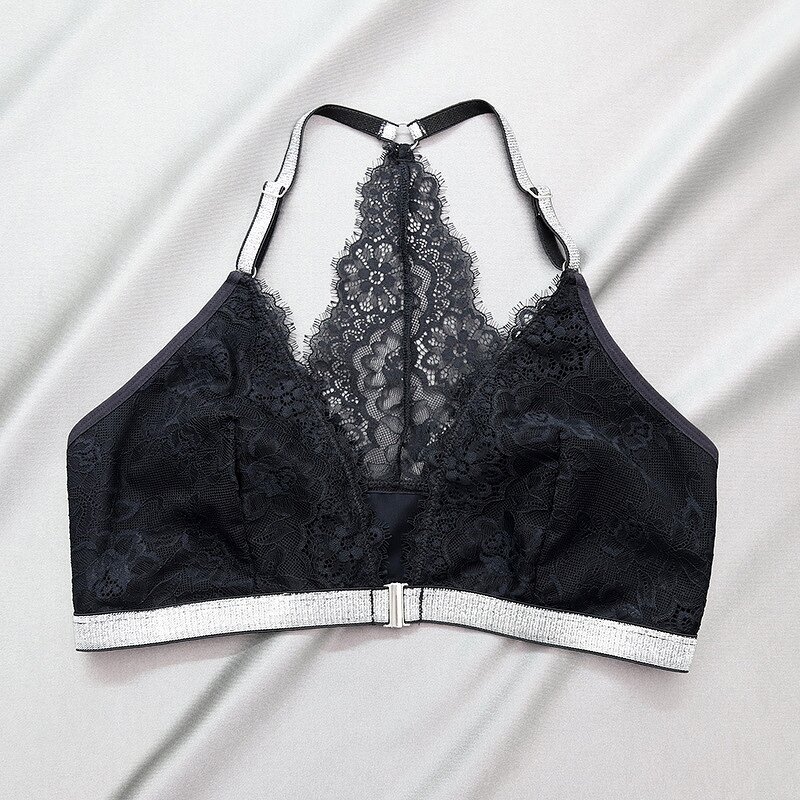Halter Neck Bra Manufacturer - OEM Custom Women's Silver Thread with Lace