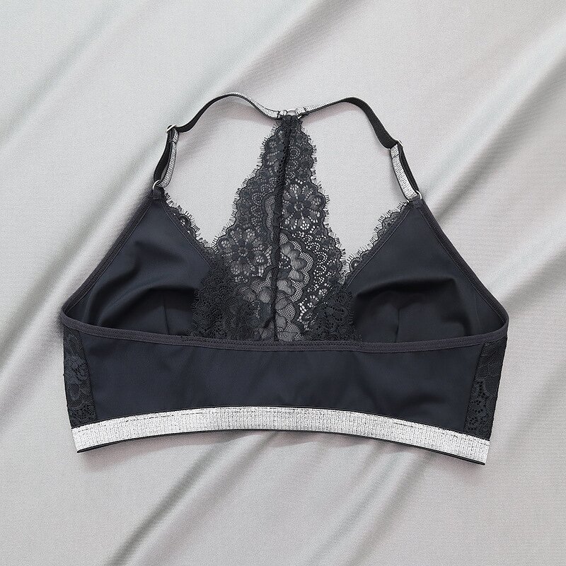 Halter Neck Bra Manufacturer - OEM Custom Women's Silver Thread with Lace