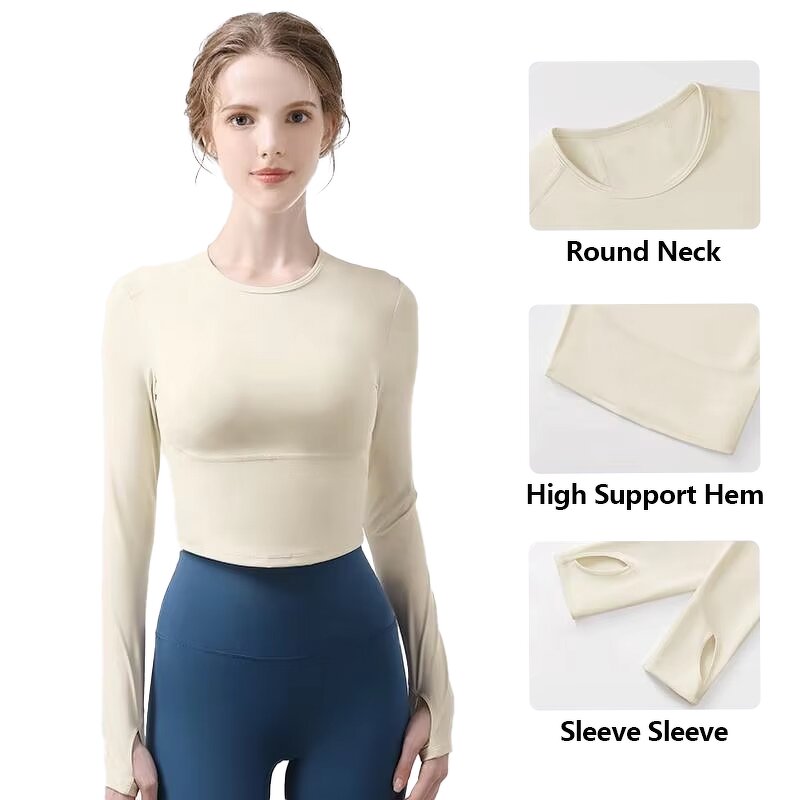 Yoga Top Manufacturer - OEM/ODM Women's Seamless Long Sleeve Round