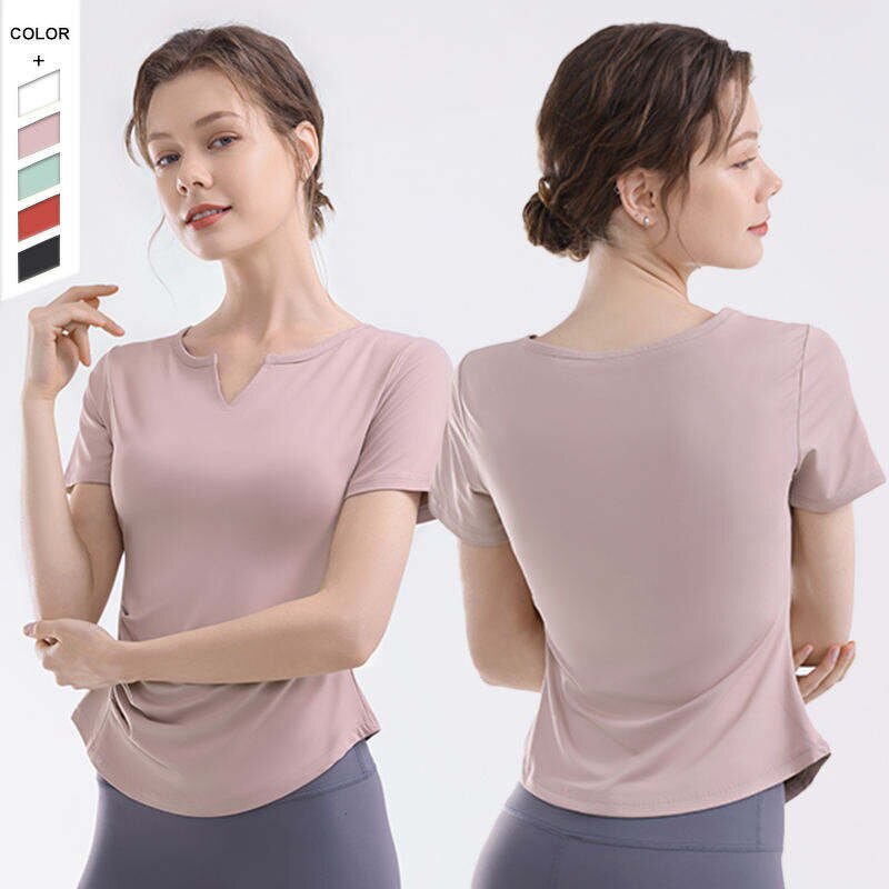 Pilates T-Shirt Manufacturer - OEM/ODM High Quality Quick-Dry Small V-Neck