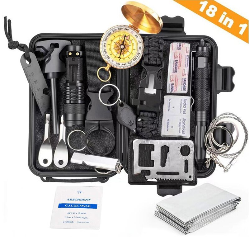 Tactical Gear First Aid Kit Factory - 9 in 1 For Outdoor Black Bag Camping Survival