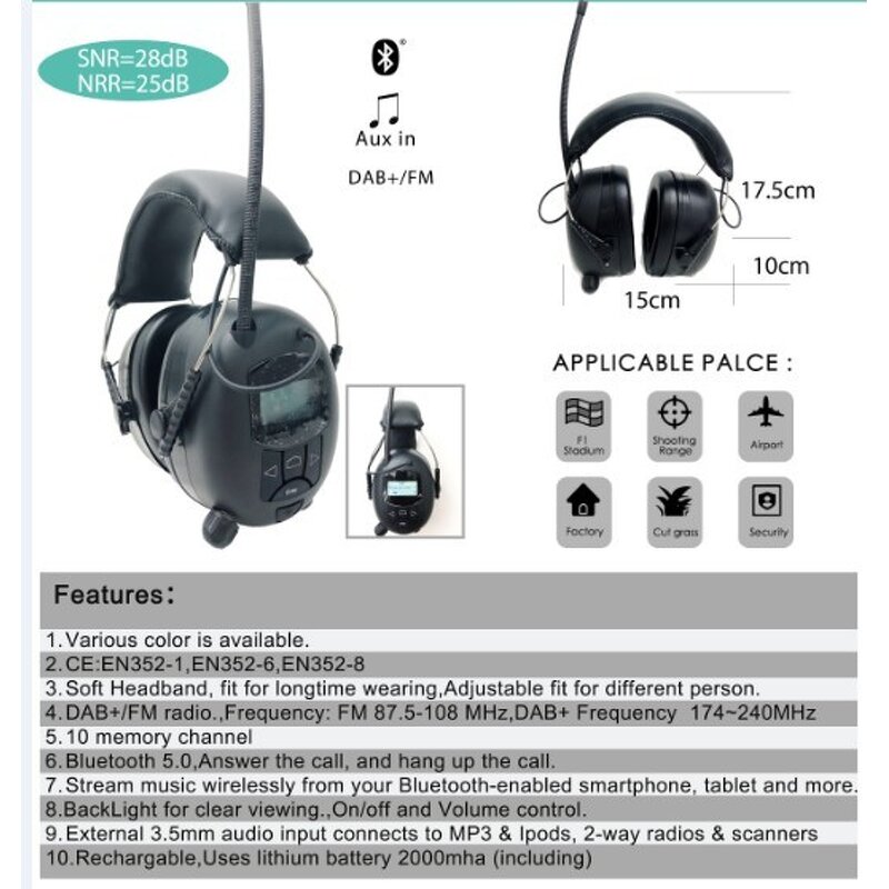 DAB Radio Earmuffs Manufacturer - Original Shooting Hearing Protection Noise Cancelling