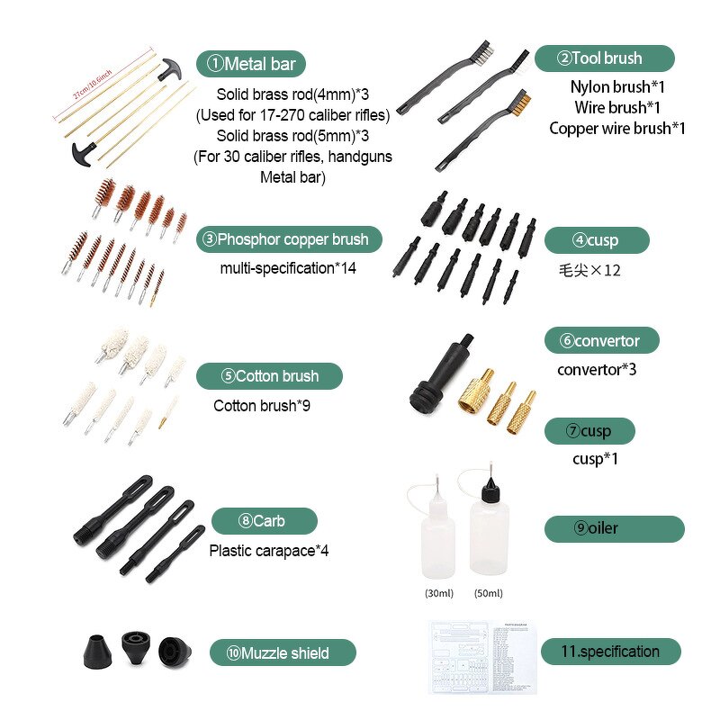 Portable Gun Cleaning Kit Supplier - Universal with Case Hunting Accessories Set
