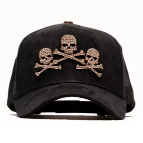 Baseball Caps Manufacturer - OEM Custom 5 Panel ROSE GOLD SKULLS