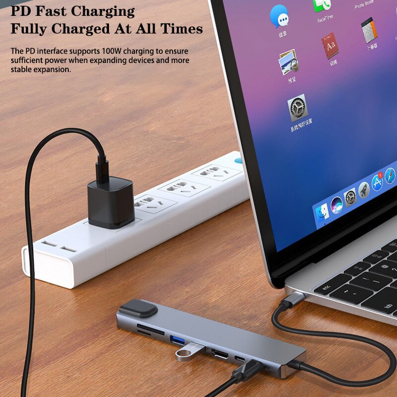 USB C Hub Manufacturer - 8in1 Thunderbolt 3 Docking Station for Macbook iPad
