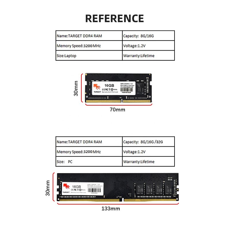 DDR4 RAM Wholesale - 4GB to 32GB 2666Mhz 3200Mhz for Desktop Laptop