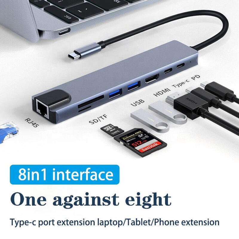 USB C Hub Manufacturer - 8in1 Thunderbolt 3 Docking Station for Macbook iPad