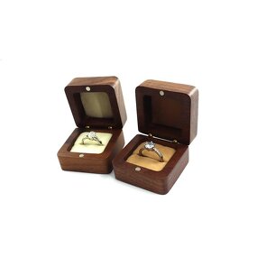 Ring Box Manufacturer - OEM Custom Square Shaped Wood Single