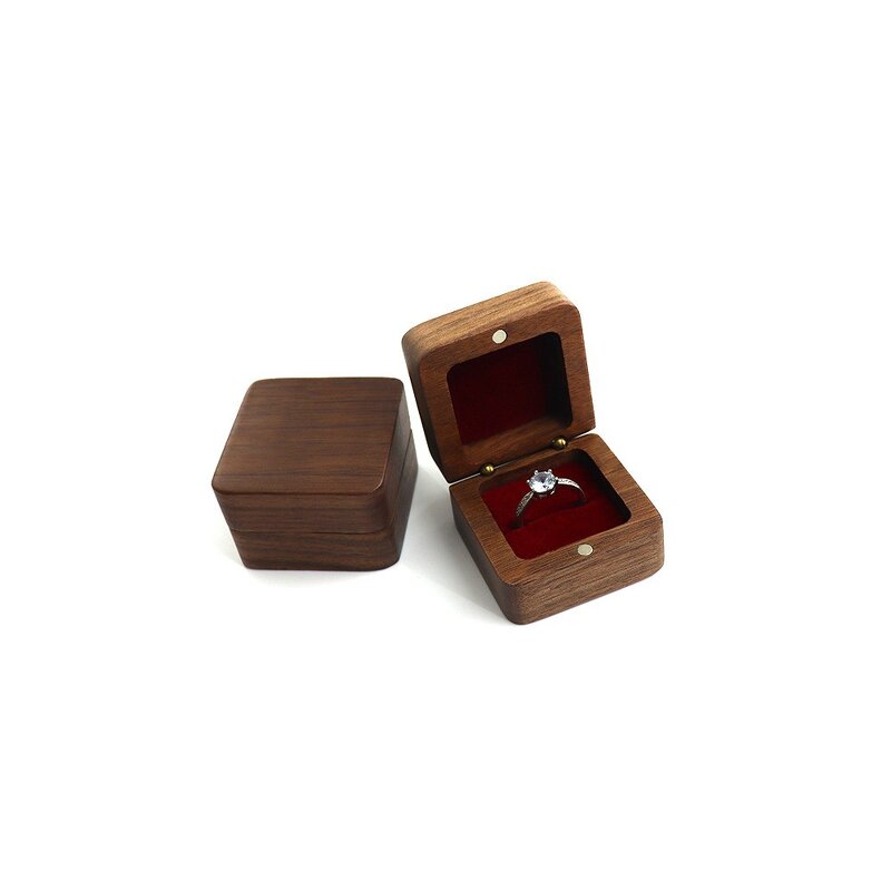 Ring Box Manufacturer - OEM Custom Square Shaped Wood Single