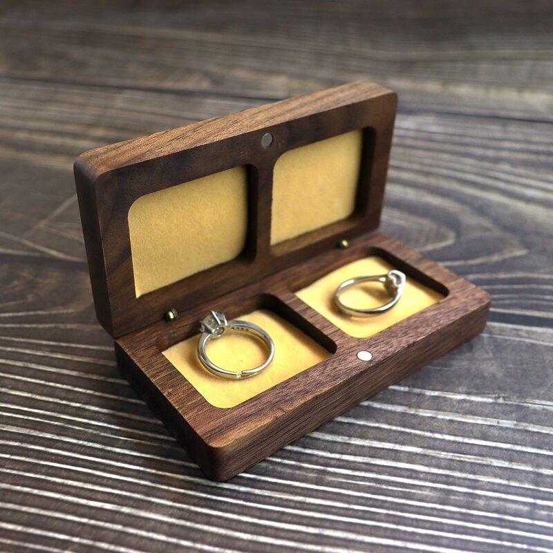 Engagement Ring Box Manufacturer - OEM Custom Rectangle Black Walnut Wood