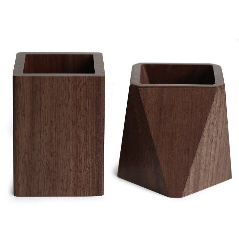Wood Pen Holder Manufacturer - OEM Custom Creative Diamond Shaped Walnut