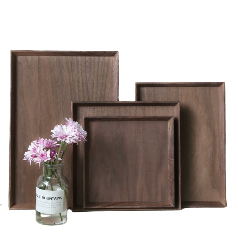 Wood Tray Manufacturer - OEM Custom Large 40cm Rectangular Walnut Wood Pizza