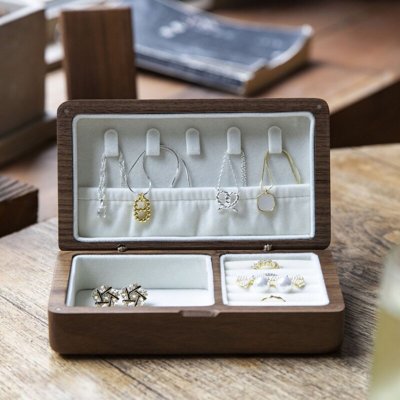 Jewelry Storage Box Manufacturer - OEM Custom Small Size Black Walnut