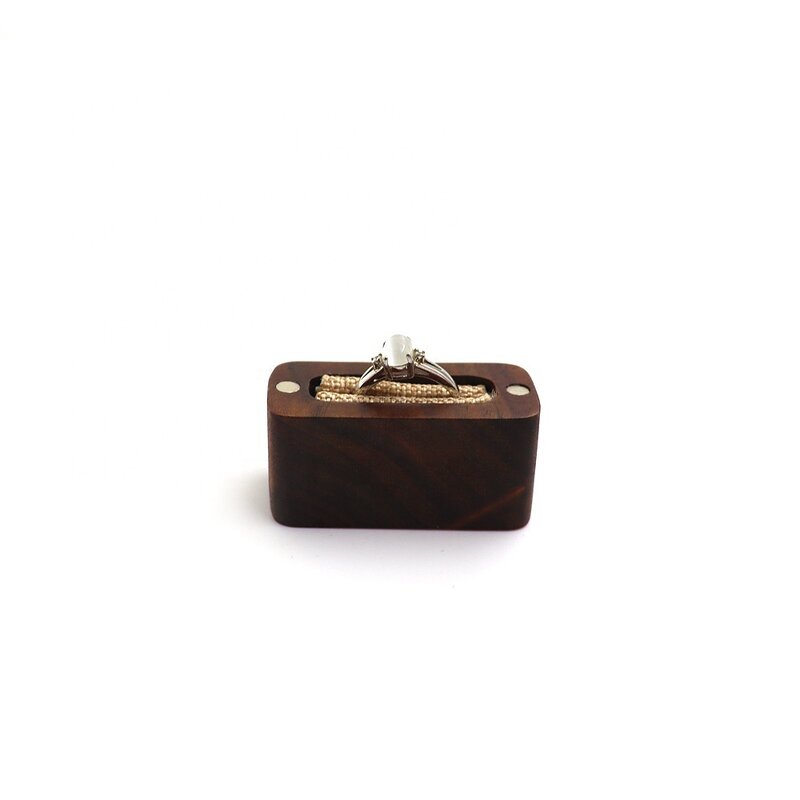 Ring Box Manufacturer - OEM Custom Walnut Wood Mini Rectangular Single