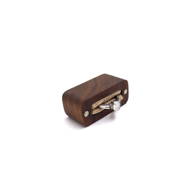 Ring Box Manufacturer - OEM Custom Walnut Wood Mini Rectangular Single