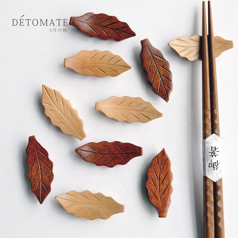 Chopsticks Holder Manufacturer - OEM Custom Creative Leaf Shaped Wooden Rest