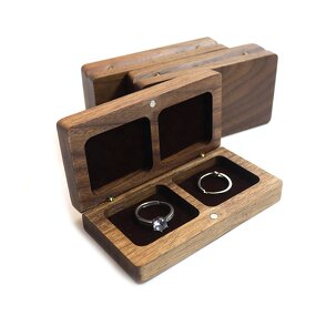 Engagement Ring Box Manufacturer - OEM Custom Rectangle Black Walnut Wood