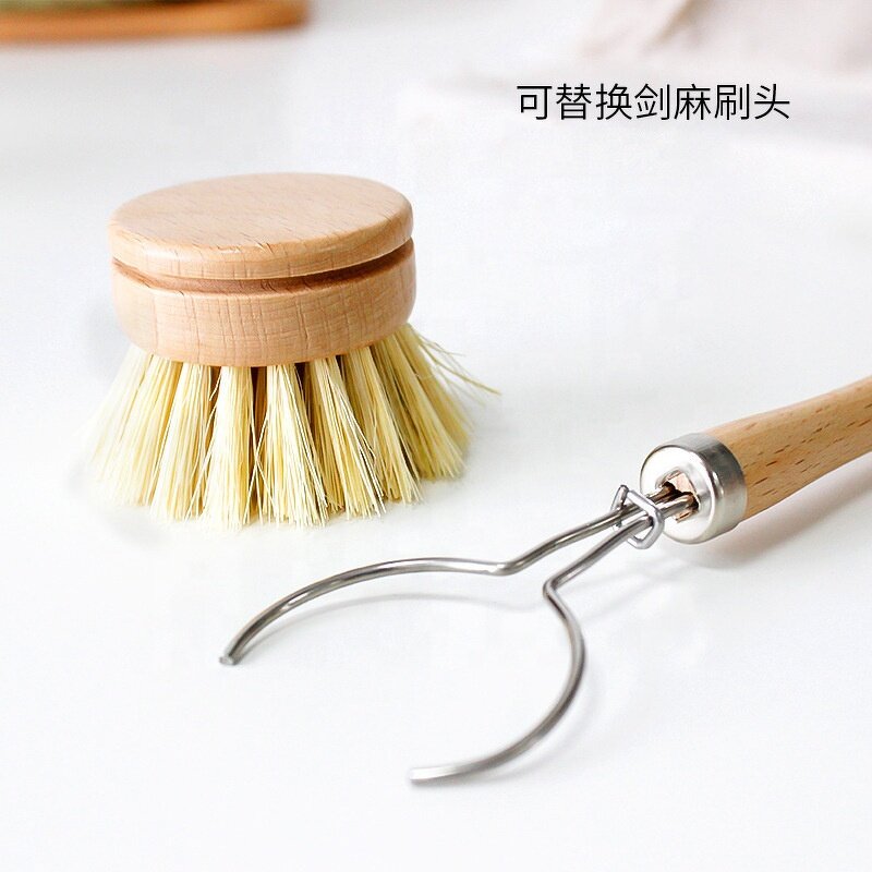 Kitchen Cleaning Brush Manufacturer - OEM Custom Sisal Hemp Wooden Long Handle