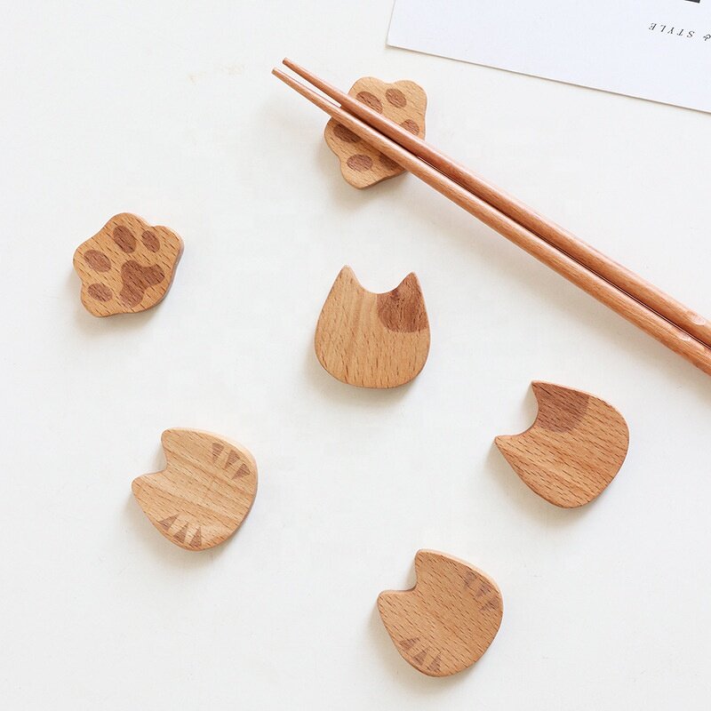 Chopsticks Holder Manufacturer - OEM Custom Wooden Cartoon Cat Shaped Rest