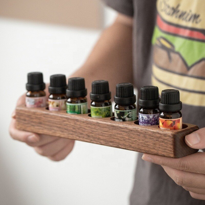 Essential Oil Box Manufacturer - OEM Custom 7 Grid 24 Grid Walnut Wood