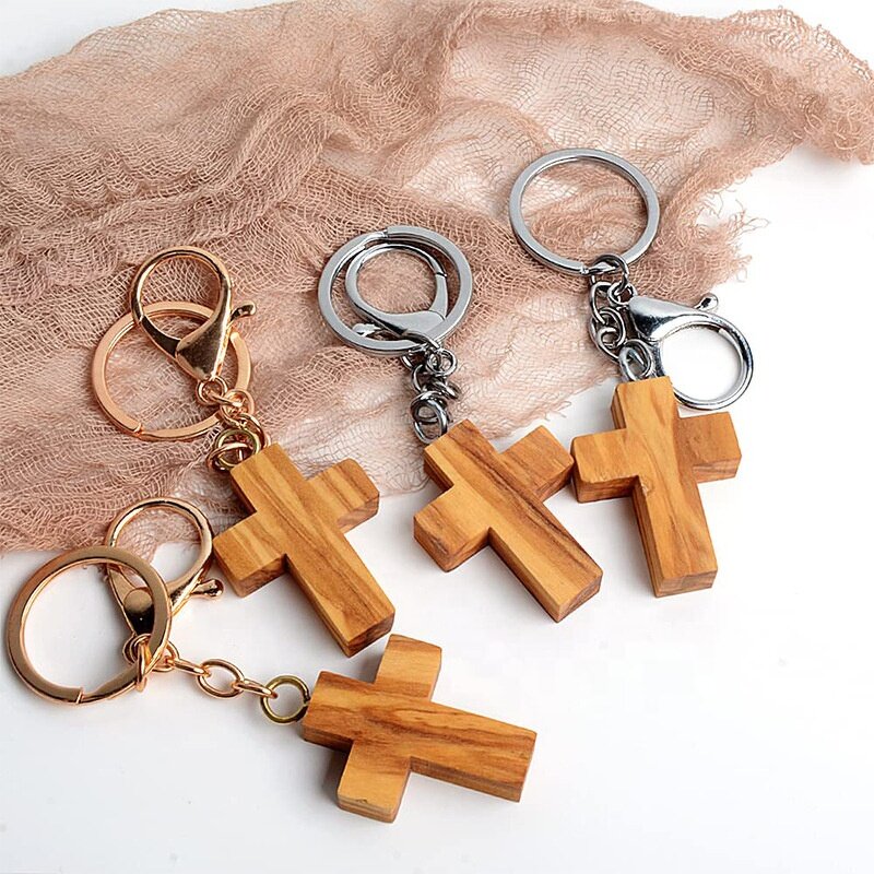 Wood Keychain Manufacturer - OEM Custom Fashion Olive Wood Cross