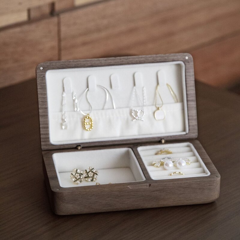 Jewelry Storage Box Manufacturer - OEM Custom Small Size Black Walnut