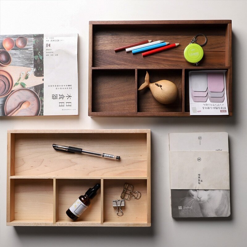 Desktop Organizer Tray Manufacturer - OEM Custom Premium Black Walnut Wood