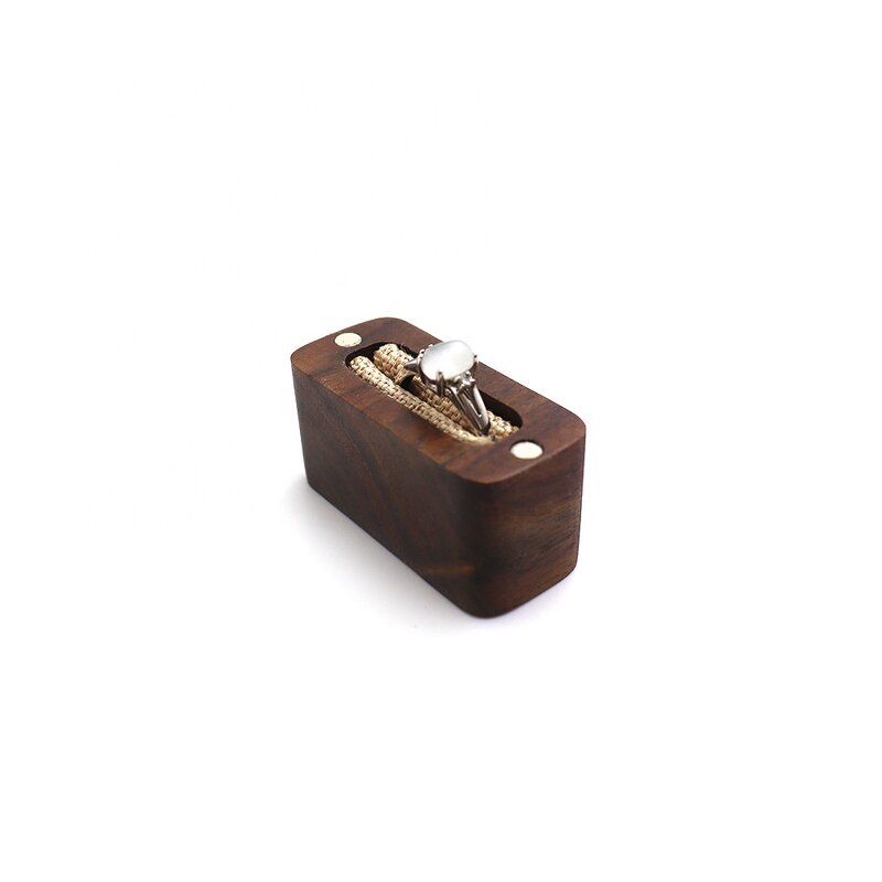 Ring Box Manufacturer - OEM Custom Walnut Wood Mini Rectangular Single