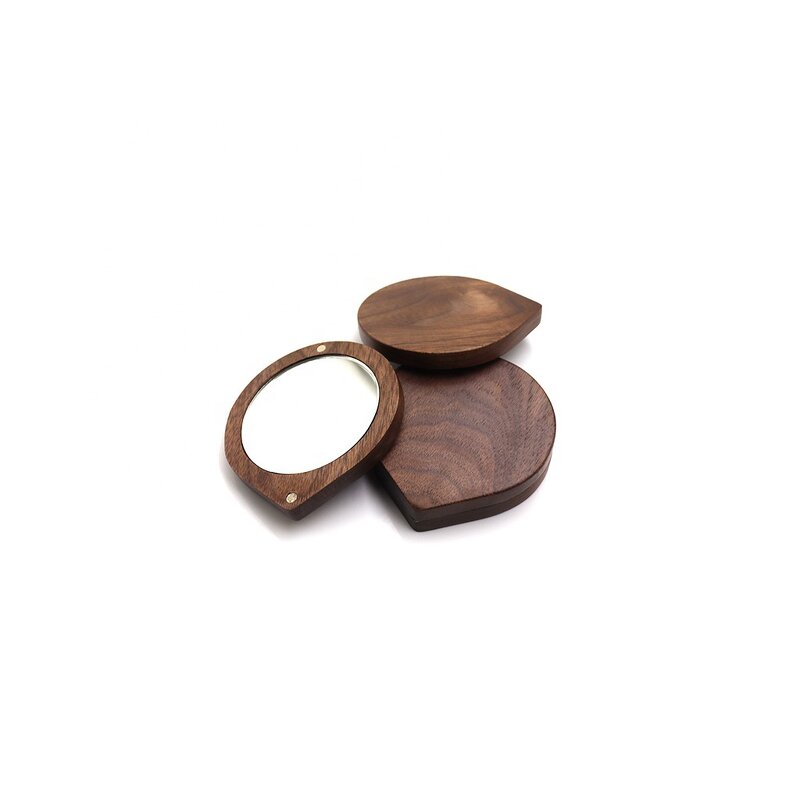 Pocket Mirror Manufacturer - OEM Custom Mini Cute Portable Walnut Craft