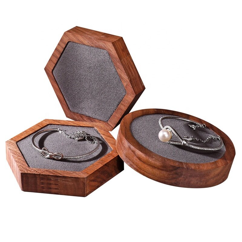 Jewelry Display Tray Manufacturer - OEM Custom Walnut Wood Bracelet with Velvet