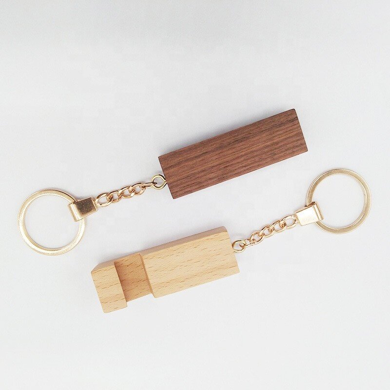 Wood Keychain Manufacturer - OEM Custom Solid Wood Metal Phone Holder