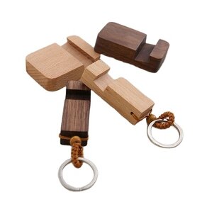Wood Keychain Manufacturer - OEM Custom Solid Wood Metal Phone Holder