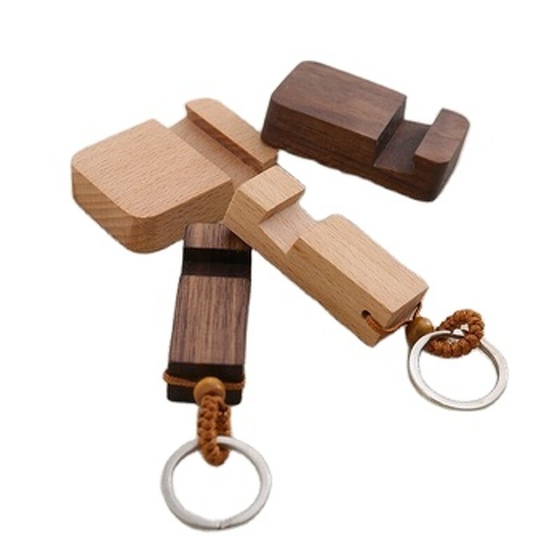 Wood Keychain Manufacturer - OEM Custom Solid Wood Metal Phone Holder